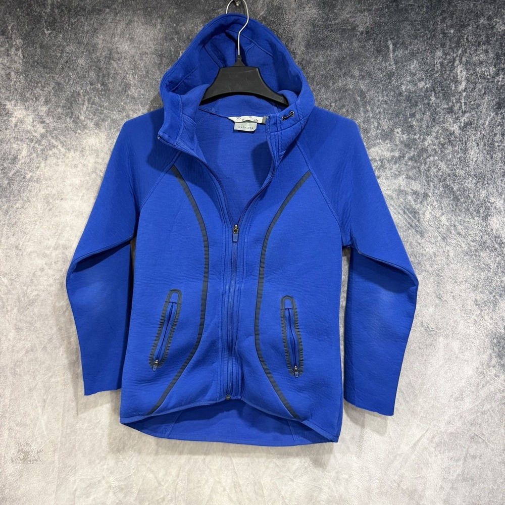 Athleta Fuse Jacket Admiral Blue Size Small Full Zip Thumb Holes Athletic